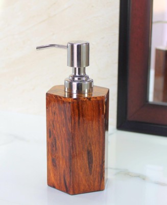 

puffin PUFFIN Soap/ Lotion Dispenser - Made of Genuine Indian Wood - Luxury Bathroom Accessories Bath Set 300 ml Soap Dispenser(Brown)