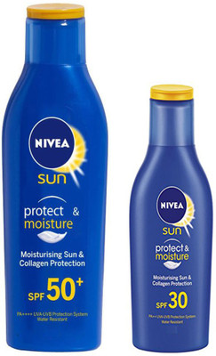 

Nivea SUN PROTECT & MOISTURISING LOTION SPF50+PA++++ 125 ML+SUN PROTECT & MOISTURISING LOTION SPF30+PA++ 75 ML(125 ml)