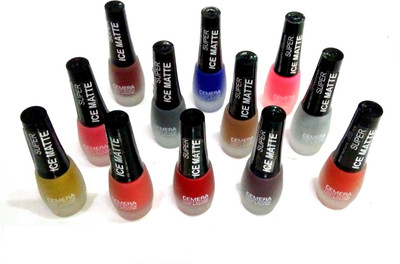 

CEMERA ICE MATTE MATT SATIN HD VELVET FINISH NAIL ART NAIL PAINT SET OF 12 MULTIPLE(Pack of 12)