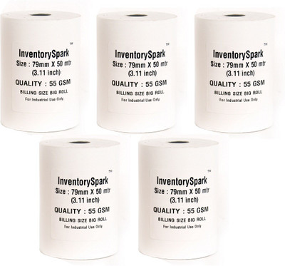 

InventorySpark Set of 5 of 55 Unruled 79MMX50Mtr Size Thermal Paper(Set of 5, White)
