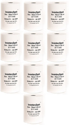 

InventorySpark Set of 10 of 55 Unruled 79MMX50Mtr Size Thermal Paper(Set of 10, White)