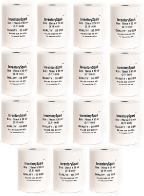 

InventorySpark Set of 15 of 55 Unruled 79MMX50Mtr Set of 15 Pos Roll (3 Inch) Size Thermal Paper(Set of 15, White)