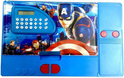 

Creative Pencil Box Captain America Pencil Box With Caculator Art Plastic Pencil Box(Set of 1, Blue, Red)