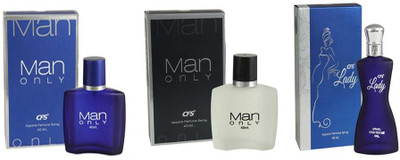 

CFS Perfume CFS Man Only Blue Perfume 40 ML + CFS Lady Blue Perfume 40 ML + CFS Black Perfume 40 ML Perfume - 120 ml(For Men & Women)