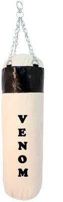 

Venom 1.5 Feet Long, CANVAS Material,White and Black Color, Unfilled with Hanging Chain Hanging Bag(1.5, 18 kg)