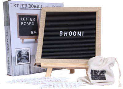 

Building Mart Kids Teacher & Student Pretend Play Oak Wood Framed 10*10 Inch Felt Letterboard with 288 Letters, Numbers & Symbols + Canvas Bag , Wall Mount and Stand