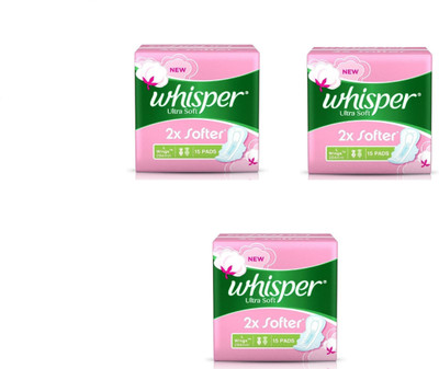

Whisper Ultra Soft L Wings Sanitary 15 Pad Sanitary Pad(Pack of 3)