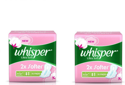 

Whisper Ultra Soft L Wings Sanitary 15 Pad Sanitary Pad(Pack of 2)