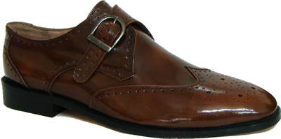 

ASM Monk Brogue Tan Brush off Shoes Monk Strap For Men(Brown