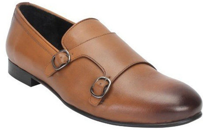 

Bare Skin BARESKIN TAN COLOR HAND PAINTED 100% GENUINE LEATHER DOUBLE MONK STRAP SHOES FOR MEN Monk Strap For Men(Tan