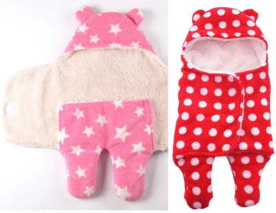 

Brandonn All season Use- Supersoft , Double Layered Premium Quality , Baby Wrapper Cum Baby carrier Bag Cum baby Blanket Pack Of 2 Sleeping Bag(Multicolor, Baby pink;red