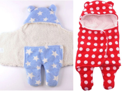 

Brandonn All season Use- Supersoft , Double Layered Premium Quality , Baby Wrapper Cum Baby carrier Bag Cum baby Blanket Pack Of 2 Sleeping Bag(Multicolor, Red;sky blue
