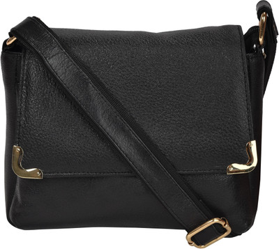 Tan Ritcher Girls Formal Black Genuine Leather Sling Bag