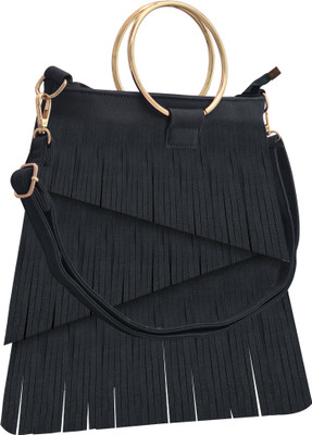 

TAP FASHION Women Evening/Party Black PU Sling Bag