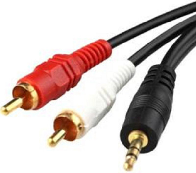 

TECHON TV-out Cable 10 meter stereo 3.5 mm jack to 2 rca cable(Black, For Home Theater)