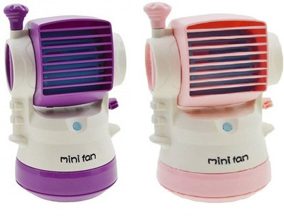 

Elegant Shopping Mini Fragrance Air Conditioner water spray Cooling Portable Desktop Humidifier Fan (Set of 2) USB Fan(Purple, Pink, White)