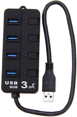 spincart 4 Port Usb Hub 3.0 Superspeed Data Transfer with Individual On/Off Switches and LEDs 1.2 m USB Cable for Mac/iMac/Macbook pro and any other USB Devices XL-5066 USB Hub(Black, White)