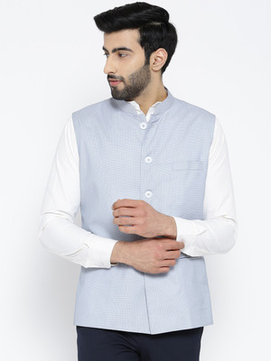 3SIX5 Self Design Men Waistcoat