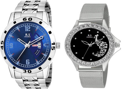 

R S Original RSO-2059 DAY AND DATE BLACK WATCH FOR COUPLE NO Watch - For Couple