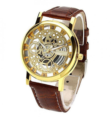 

Talgo RRAOPENBR Transparent Gold Analogue Dial And Brown Leather Belt Watch - For Men