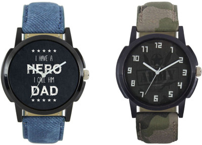 

Newman AJ Stylish Attractive Army look & Father's day Analog Leather belt Watch - For Men
