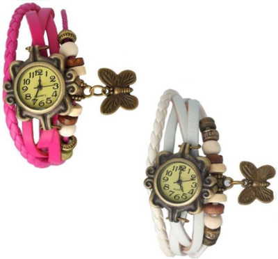 

SD SHOP Analog Beautiful Combo White Pink Dori Watch - For Women