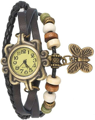 

SPINOZA 0564SP01 rakhi collation butterfly blackleather belt attractive vintage watch for women Watch Watch - For Girls