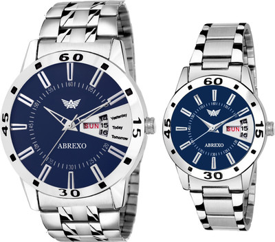 

Abrexo Abx-1157BLU-DD Anniversary Combo Day and Date Series Watch - For Men & Women