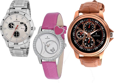 

ADIXION 9519SM03\9408SL06\9507WL01 Tri Combo Leady & Gents Analog Watch Watch - For Men & Women