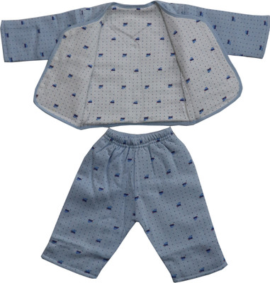 

ANNAPURNA SALES 100% Pure Soft Cotton New Born Babies Clothing Suit or Dress Set – ( 0-3 Months ) !! Skin Friendly n Premium Quality !!(Blue)