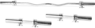 

RIGHTWAY Curl Bar/Dumbbell Handle Combo Set (Bar) Weight Lifting Bar(Silver)