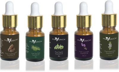 

Maverick Pure Lavender, Rosemary, Cedarwood, Thyme & Tea Tree essential oil 5 in 1 pack with dropper(10 ml)