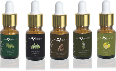 

Maverick Pure Rosemary, Cedarwood, Thyme, Lemon & Tea Tree essential oil 5 in 1 pack with dropper(10 ml)