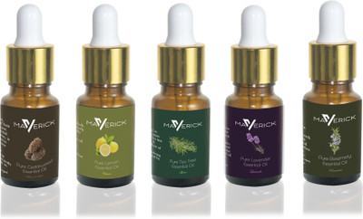 

Maverick Pure Lavender, Rosemary, Cedarwood, Lemon &Tea Tree essential oil 5 in 1 pack with dropper(10 ml)