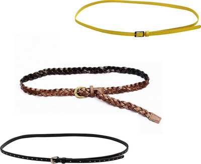 

Paul & doll Girls Party Multicolor Artificial Leather Belt, Black;brown and yeloow