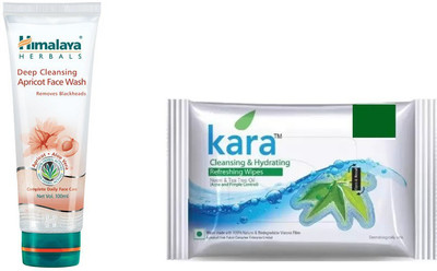 

Himalaya Deep Cleansing Apricot face wash, kara skin care wipes(Set of 2)