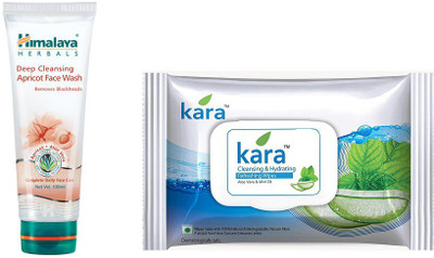 

Himalaya Deep Cleansing Apricot face wash, kara skin care wipes(Set of 2)