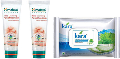 

Himalaya Deep Cleansing Apricot face wash, kara skin care wipes(Set of 3)