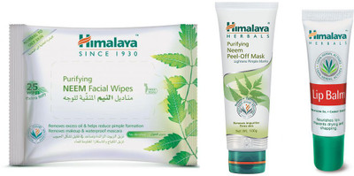 

Himalaya Purifying Neem Facial Wipes, Purifying Neem Peel Off Mask, Lip Balm(Set of 2)