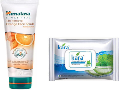 

Himalaya tan removal orange face scrub, kara skin care wipes(Set of 2)