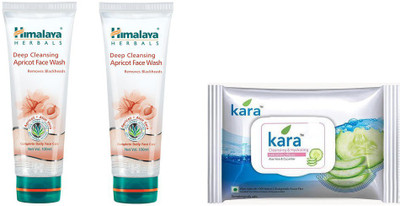 

Himalaya Deep Cleansing Apricot face wash, kara skin care wipes(Set of 3)
