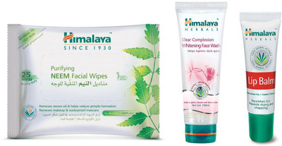 

Himalaya Purifying Neem Facial Wipes, Clear Complexion Whitening Face Wash, Lip Balm(Set of 3)