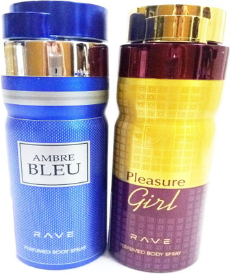 

RAVE AMBRE BLEU AND PLEASURE GIRL Perfume Body Spray - For Men & Women(400 ml, Pack of 2)