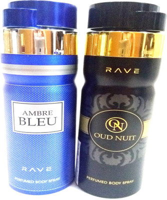 

RAVE AMBRE BLEU AND OUD NUIT Perfume Body Spray - For Men & Women(400 ml, Pack of 2)