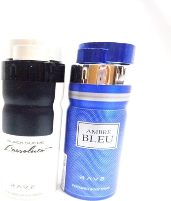 

RAVE LASSOLUTO AND AMBRE BLEU Perfume Body Spray - For Men & Women(400 ml, Pack of 2)