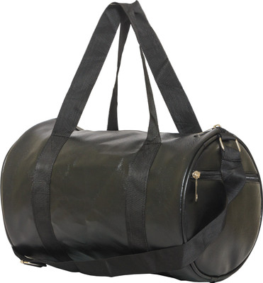 SSTL Black Leather Gym Bag Gym Bag(Black)