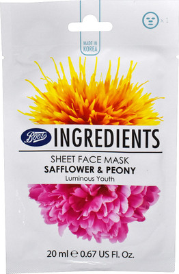 

Boots Ingredients Sheet Face Mask, Safflower & Peony Luminous Youth - 20ml (0.67oz)(20 ml)