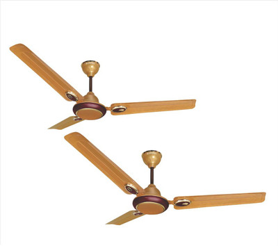 LONGWAY Starlite 1 Delux GB 3 Blade Ceiling Fan(Golden, Beige, Pack of 2), Gold