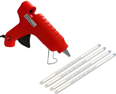 Upkaran High Quality High Power 40Watt Hot Melt Glue Gun of Red Colour With 4 Hot Melt Glue Sticks For Art & Craft,Craft kits,Craft,Fabric,Home Repairs Standard Temperature Corded Glue Gun(11 mm)