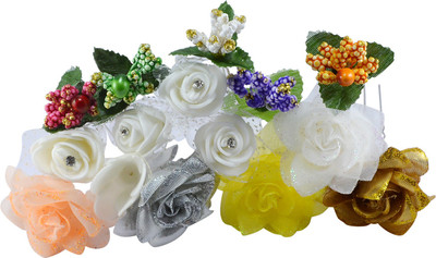 

Saamarth Impex Artificial Jewelry Flower Juda Pin Set For Women Girls Hair Accessories/For Women /Girls Set Of 15 Piece Bun Clip(Multicolor)